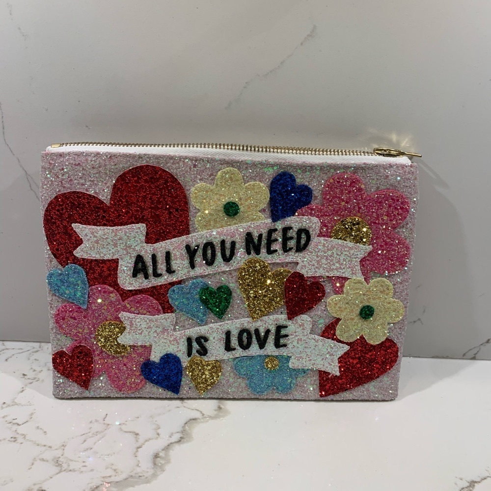 All You Need Is Love Glitter Clutch Bag